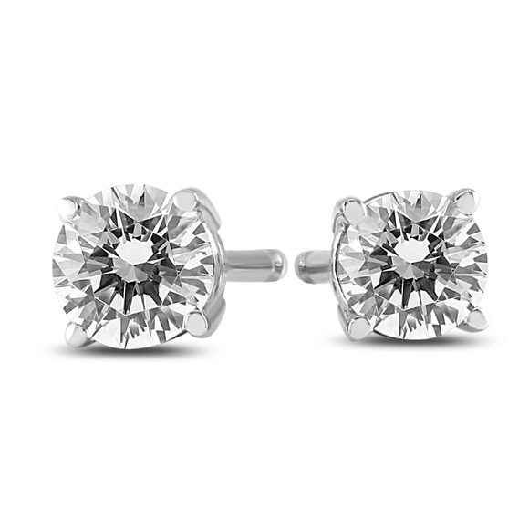 1/3 Carat TW Round Diamond Solitaire Stud Earrings In 14k White Gold